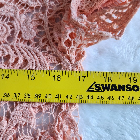 Lace Crop Top Mesh Womens Medium Cotton Peach Fairy Y2K Style Festival Boho Top - Picture 11 of 12